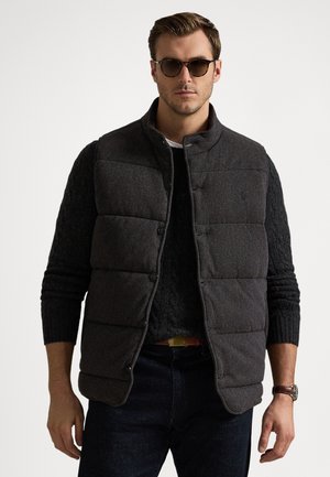 HERRINGBONE-PRINT ESTATE-RIB VEST - Waistcoat - dark charcoal htr
