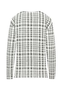 Langärmliges Oberteil mit einem schwarz-weißen Karomuster, aus einem strukturierten Stoff mit geradem Schnitt und Rundhalsausschnitt.