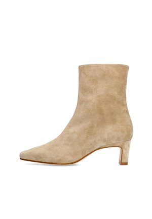 MANFIELD BORDEAUXROTE LEDERSTIEFELETTEN MIT ABSATZ - Stiefelette - beige