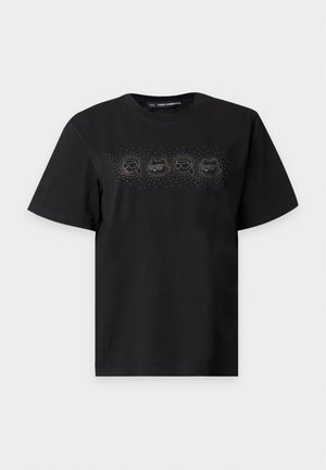 KARL LAGERFELD, IKON RHINESTONE - Μπλουζάκι με στάμπα - black