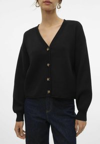 Vero Moda ROLL V-NECK - Adīta jaka - black