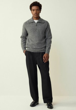 REGULAR FIT - COSY QUARTER ZIP NECK - Trui - charcoal grey