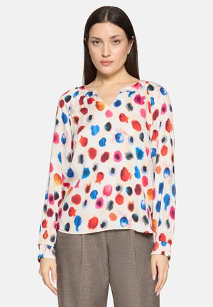 MIT RAFFUNG - Bluse - nature/red