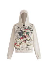 BROKEN HEARTS AND FAIRYTALES ZIP THRU  - Kapuzenpullover - ecru