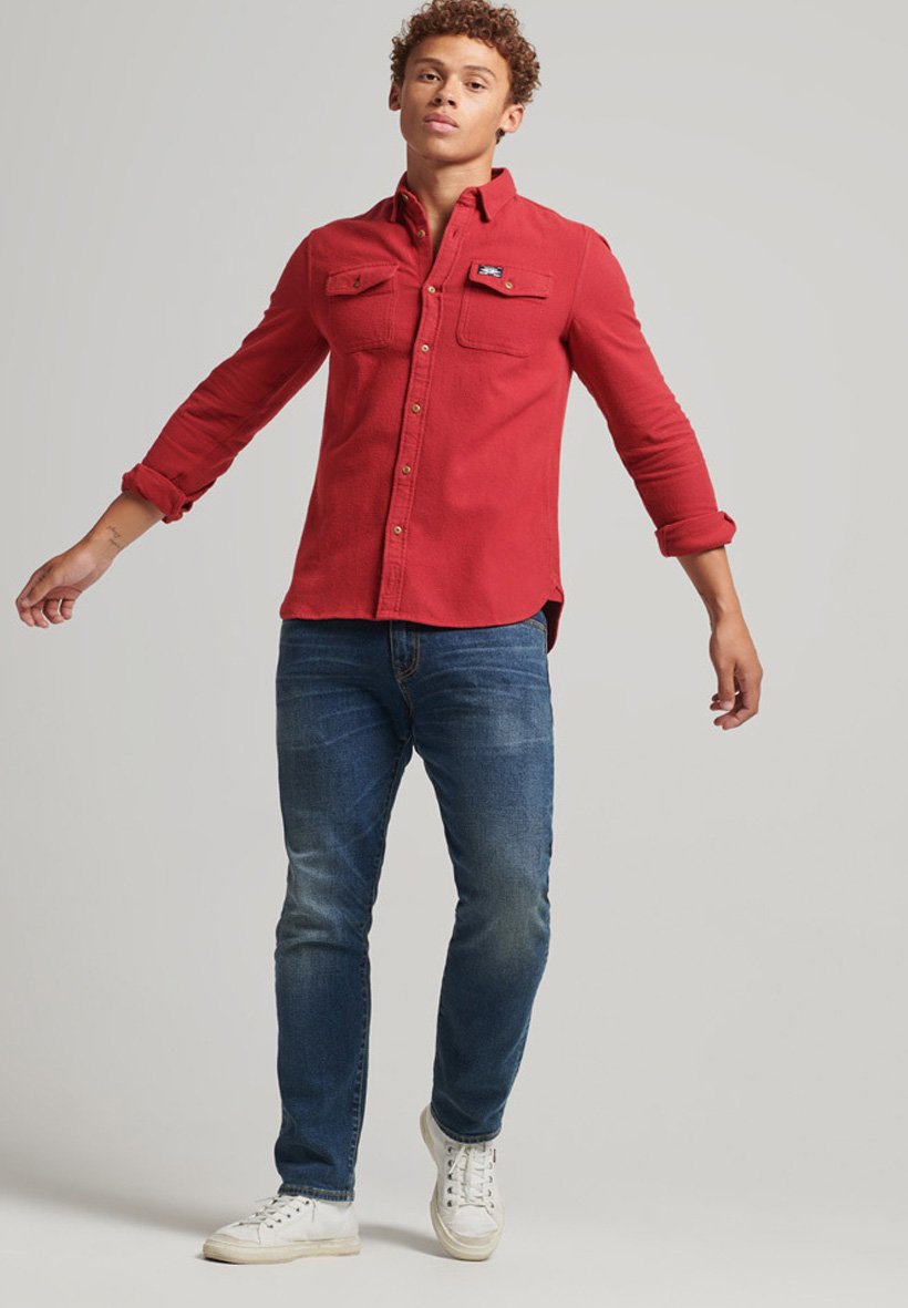 Superdry Organic Cotton Trailsman Flannel Shirt, Red
