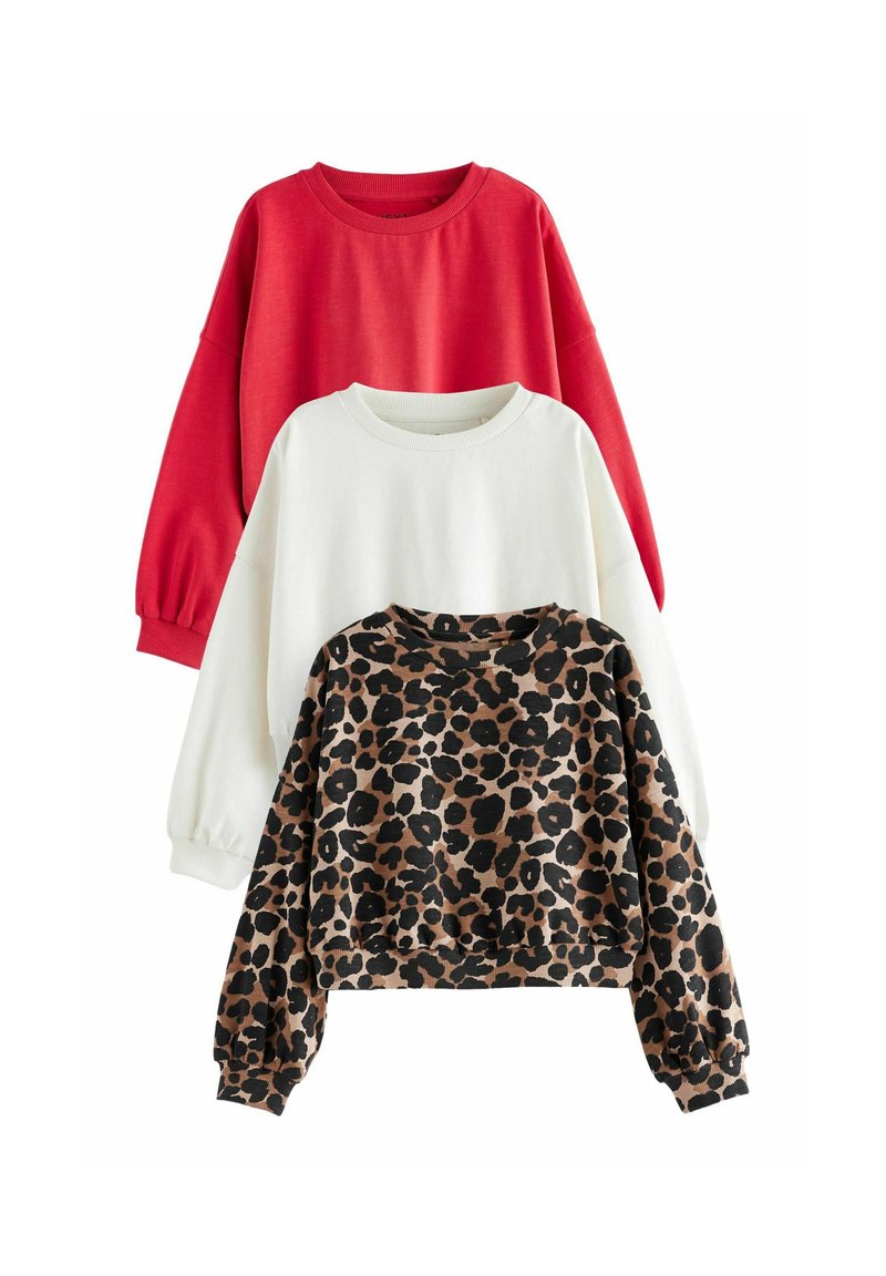 Next BOXY LONG SLEEVE 3 PACK - Mikina - red white animal