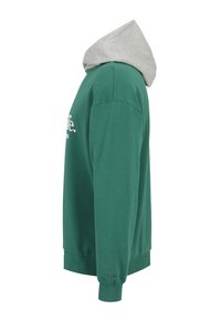 Felpa verde con cappuccio grigio, polsini a costine e logo sul davanti. Realizzata in un tessuto morbido, ha una vestibilità rilassata e orlo dritto.