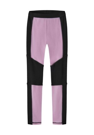 Eng anliegende Leggings mit Paneeldesign in Pink und Schwarz, mit hohem Bund und farblich abgesetzten Abschnitten an Beinen und Hüften.