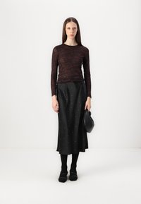 YAS YASPELLA RHINESTONE MIDI SKIRT  - A-line skjørt - black