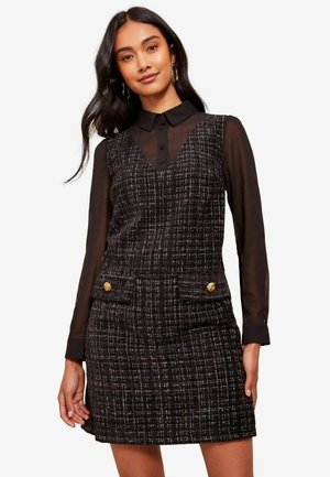 REGULAR FIT - LONG SLEEVE BOUCLE MINI - Blusenkleid - black