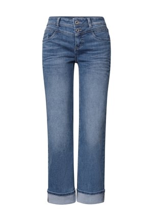 Street One, STRAIGHT LEG JEANS IM CASUAL FIT MIT TURN-UP - Jean droit - mid blue authentic washed