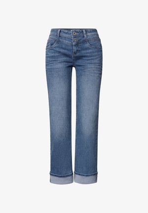 Street One, STRAIGHT LEG JEANS IM CASUAL FIT MIT TURN-UP - Jean droit - mid blue authentic washed