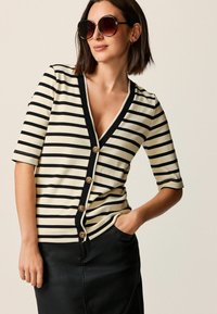Next SHORT SLEEVE - REGULAR FIT - Neuletakki - black and cream striped