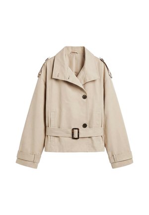 PULL&BEAR, SHORT WITH BELT - TRENCH COAT - Veste légère - white