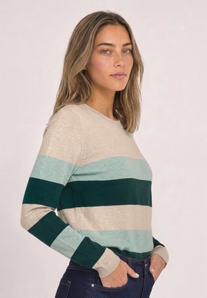 Street One, STRIPED JUMPER WITH CREW NECK - Pullover - clay sand mel.