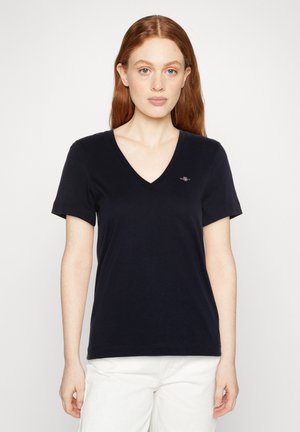 SHIELD V-NECK  - Jednoduché tričko - evening blue