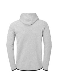 Lichtgrijze hoodie gemaakt van zachte stof, met ribgebreide manchetten en zoom, met een minimalistisch ontwerp en zonder zichtbare logo's of patronen.