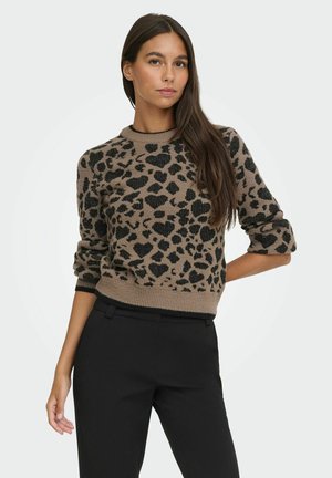 JDY, JDYLORRAINE ANIMAL L/S PULLOVER KNT NOOS - Pullover - walnut