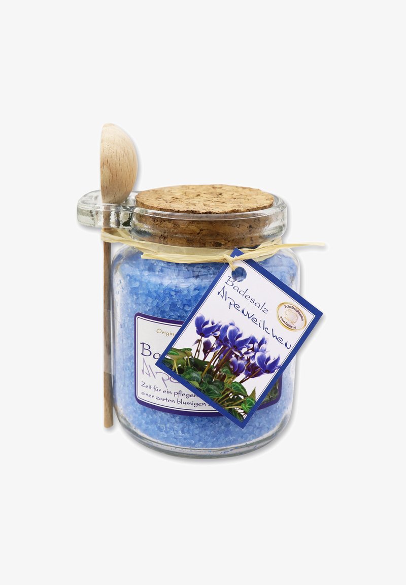 Florex BADESALZ ALPENVEILCHEN IM GLAS MIT HOLZLÖFFEL 300 G - Schaumbad & Badezusätze - blau