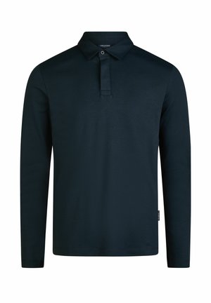 Langarm navy polo-shirt van glad katoen, met een klassieke kraag, een drieknoopsluiting en een subtiel merkembleem op de zoom.