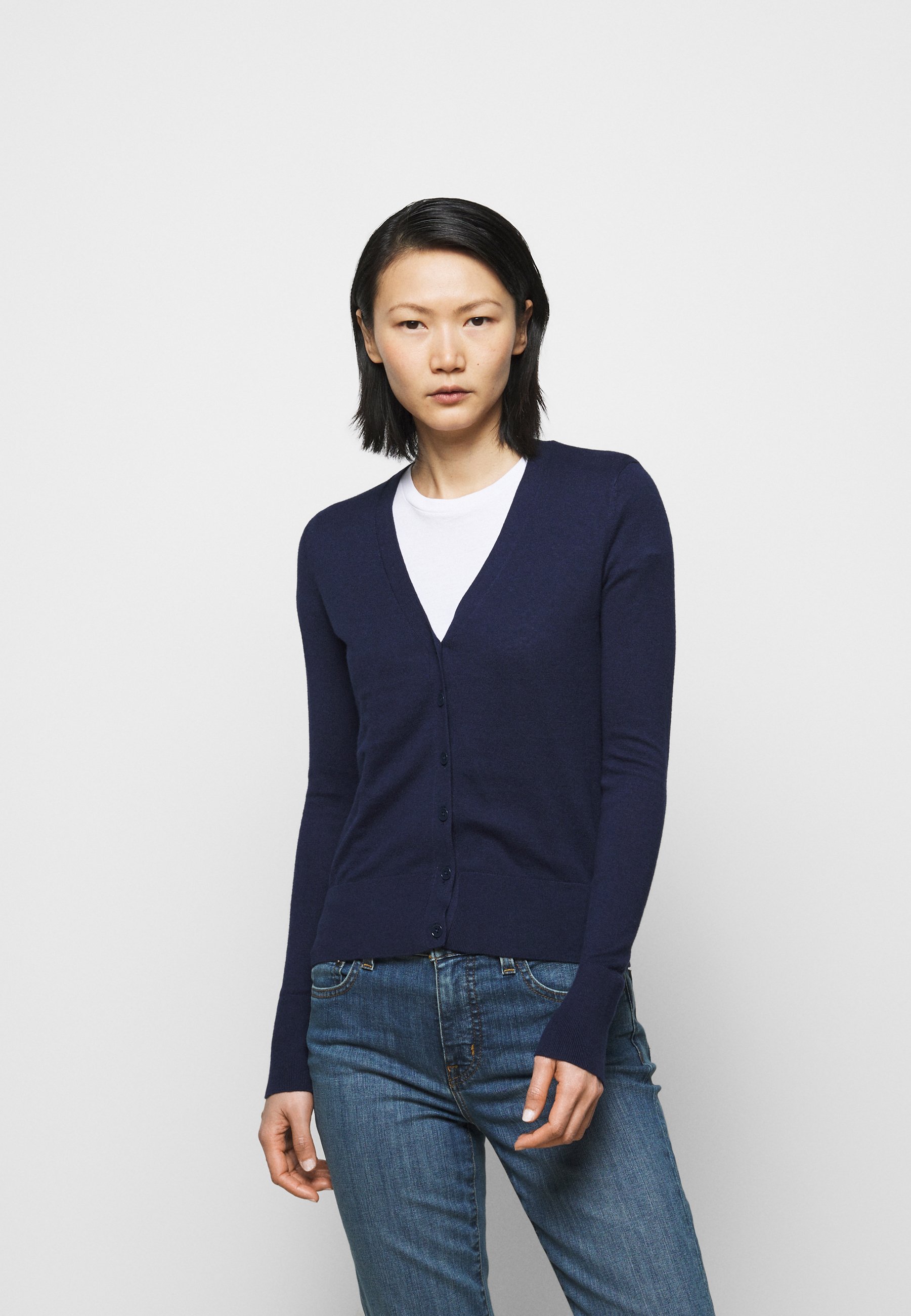 navy blue cardigan