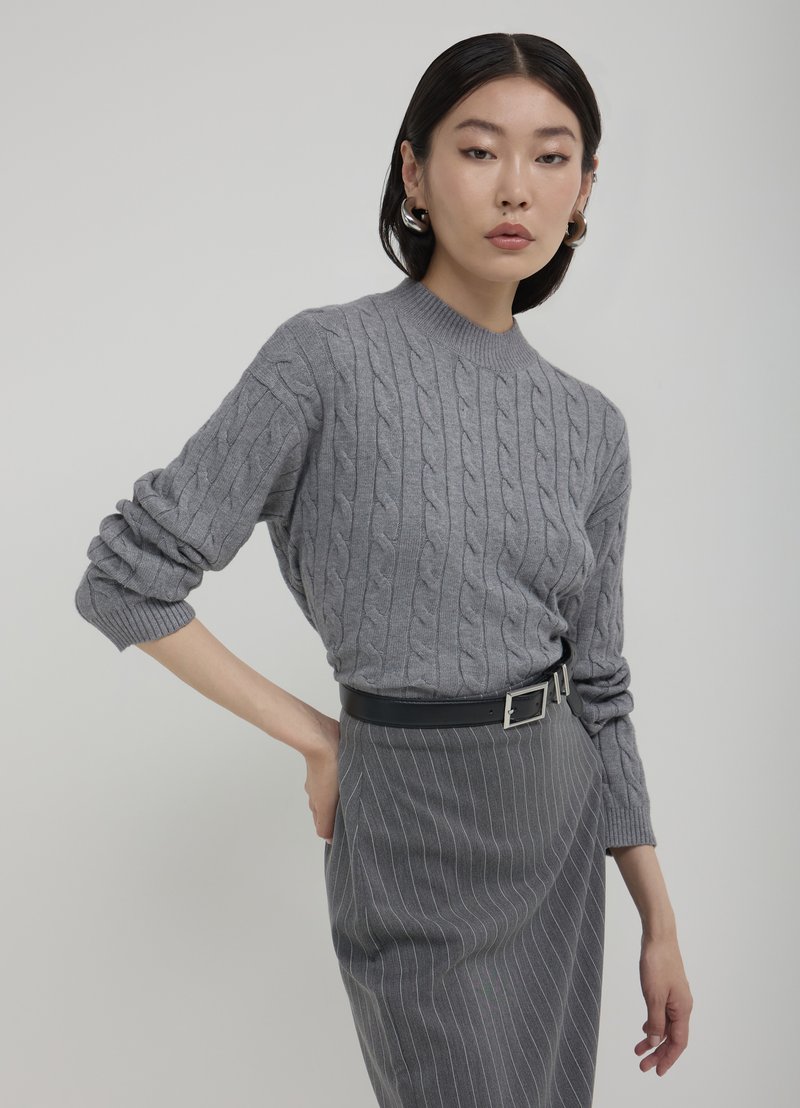 Calliope CROP TRECCE - Strickpullover - grigio