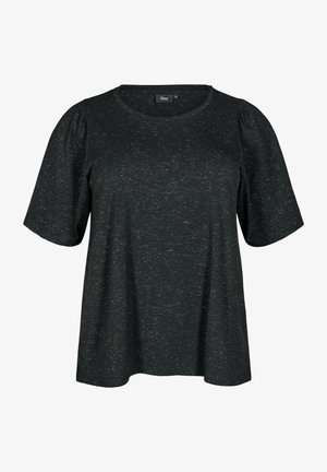 Zizzi Basic T-shirt - black sliver lurex