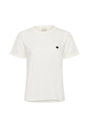 Kaffe, KAFFE KAHEART T-SHIRT - Basic T-shirt - chalk black deep heart