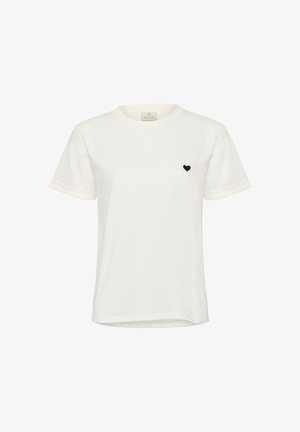 Kaffe, KAFFE KAHEART T-SHIRT - Basic T-shirt - chalk black deep heart