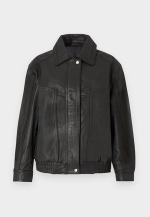 Selected Femme SLFMERCY JACKET - Kožená bunda - black
