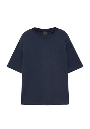 PULL&BEAR, SHORT SLEEVE WITH RAISED GRAPHIC - SWEATSHIRT - T-shirt basique - dark blue