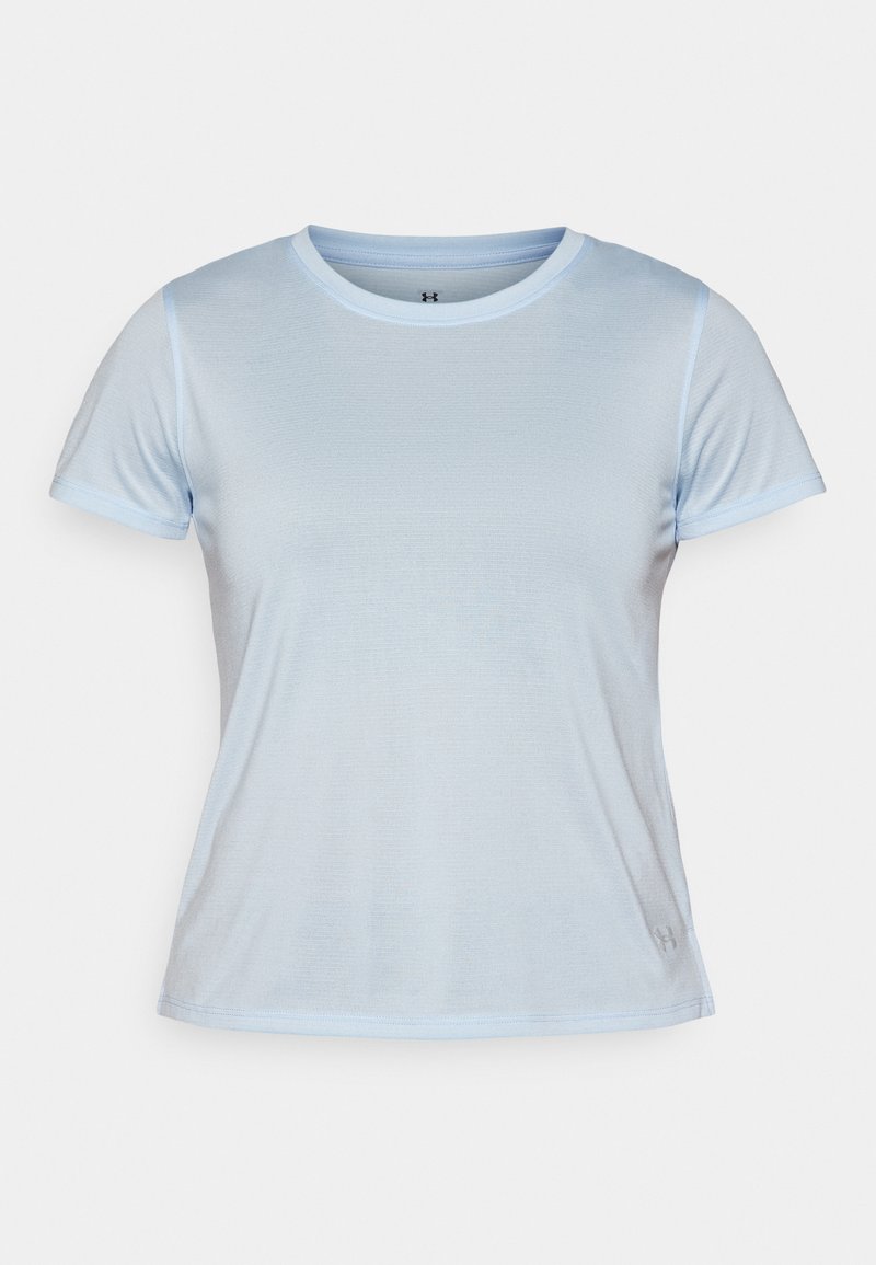 Lichtblauw sport T-shirt met korte mouwen, ronde halslijn en een gladde, lichte textuur. Bevat een subtiele logo op de onderste zoom.