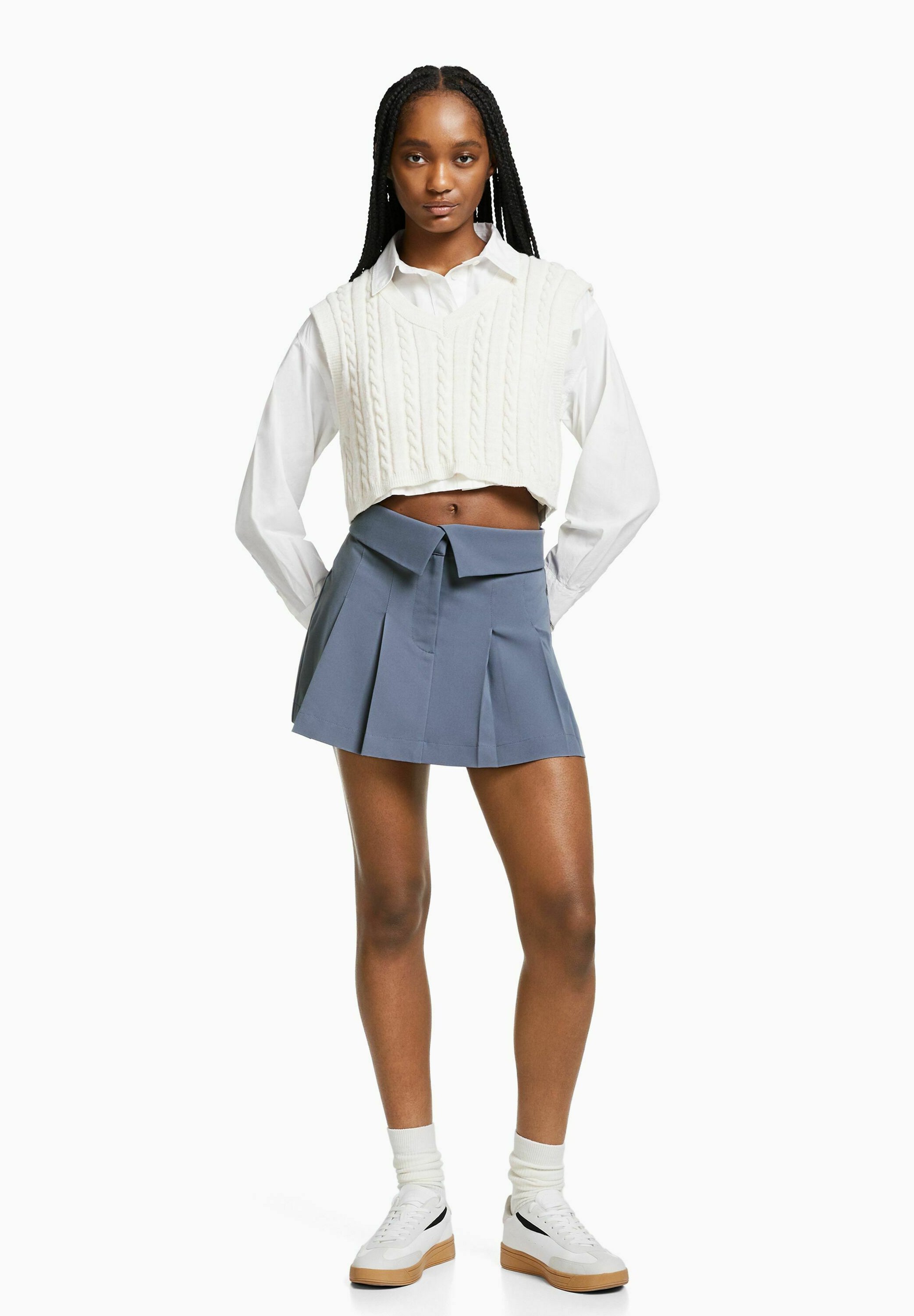 Bershka BOX - A-lijn rok - blue grey/blauwgrijs - Zalando.nl
