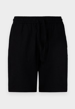 Kerged mustad lühikesed püksid, mis on valmistatud kergest materjalist, elastse vöökoha ja nööriga, küljetaskudega ning mugava lõikega.