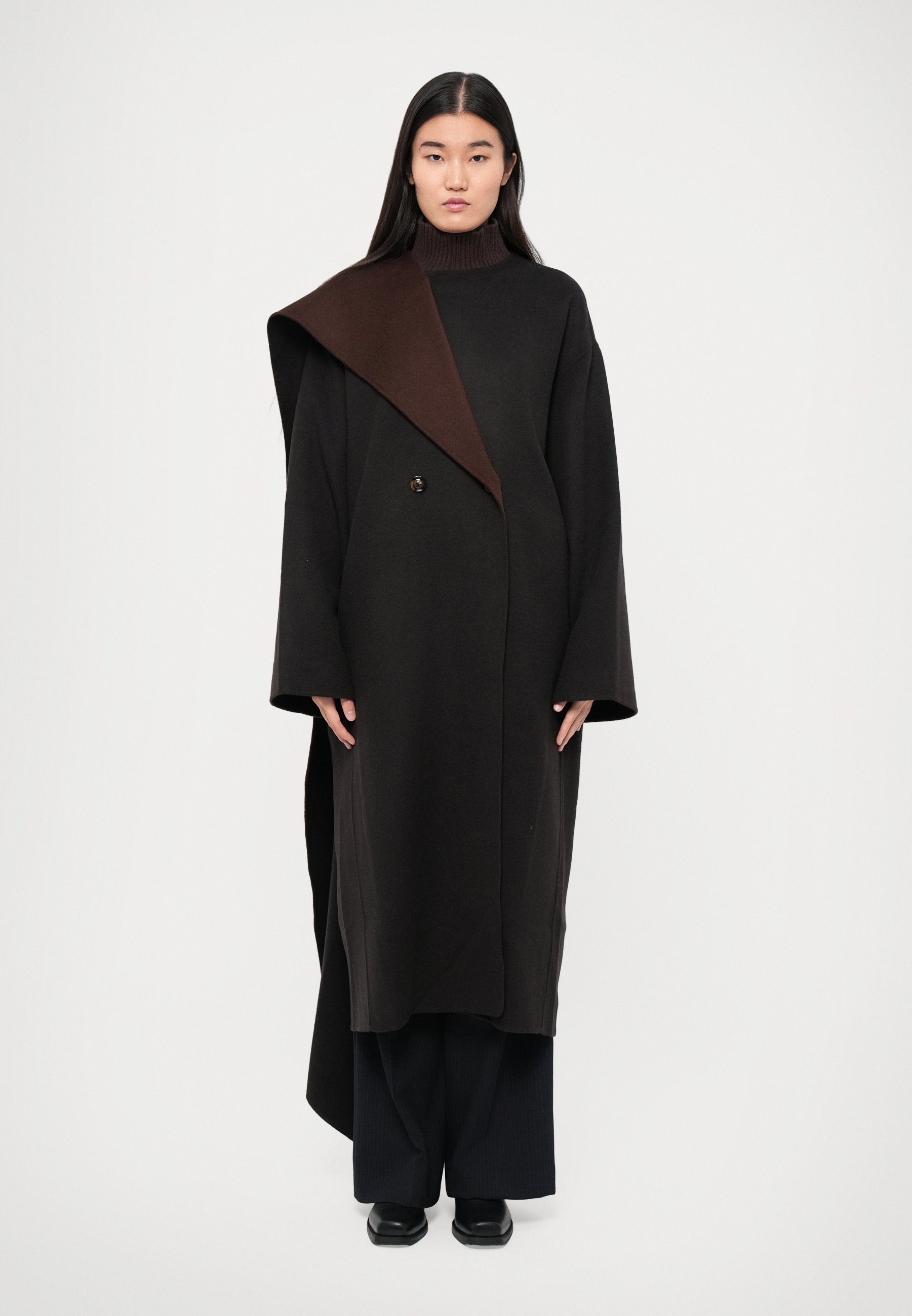 deres Melody / Belle coat black Double-breasted wool midi coat