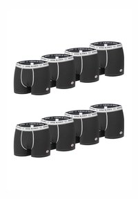 Boxers en coton noir avec une ceinture blanche affichant le texte "SERGE BLANCO" et un écusson logo. Neuf paires exposées en deux rangées.