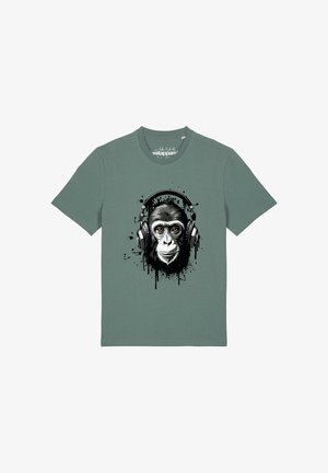 watapparel AFFE HÖRT MUSIK - T-shirt imprimé - green bay