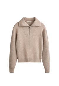 RIB COLLAR - Cardigan - beige