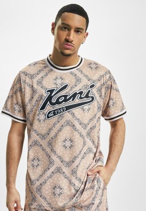 VARSITY PAISLEY - Marškinėliai su spaudiniu - sand black white