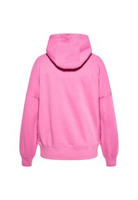 Felpa oversize rosa con cappuccio regolabile, polsini e orlo a coste. Realizzata in morbido tessuto misto cotone con una texture liscia.