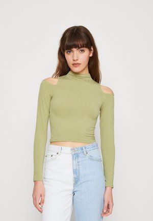Cotton On SEAMLESS CUT OUT SHOULDER LONG SLEEVE - Long sleeved top - safari green