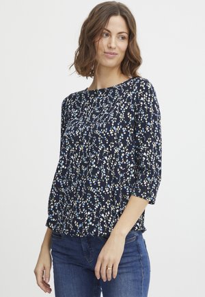 FREM - Long sleeved top - navy blazer mix aop a