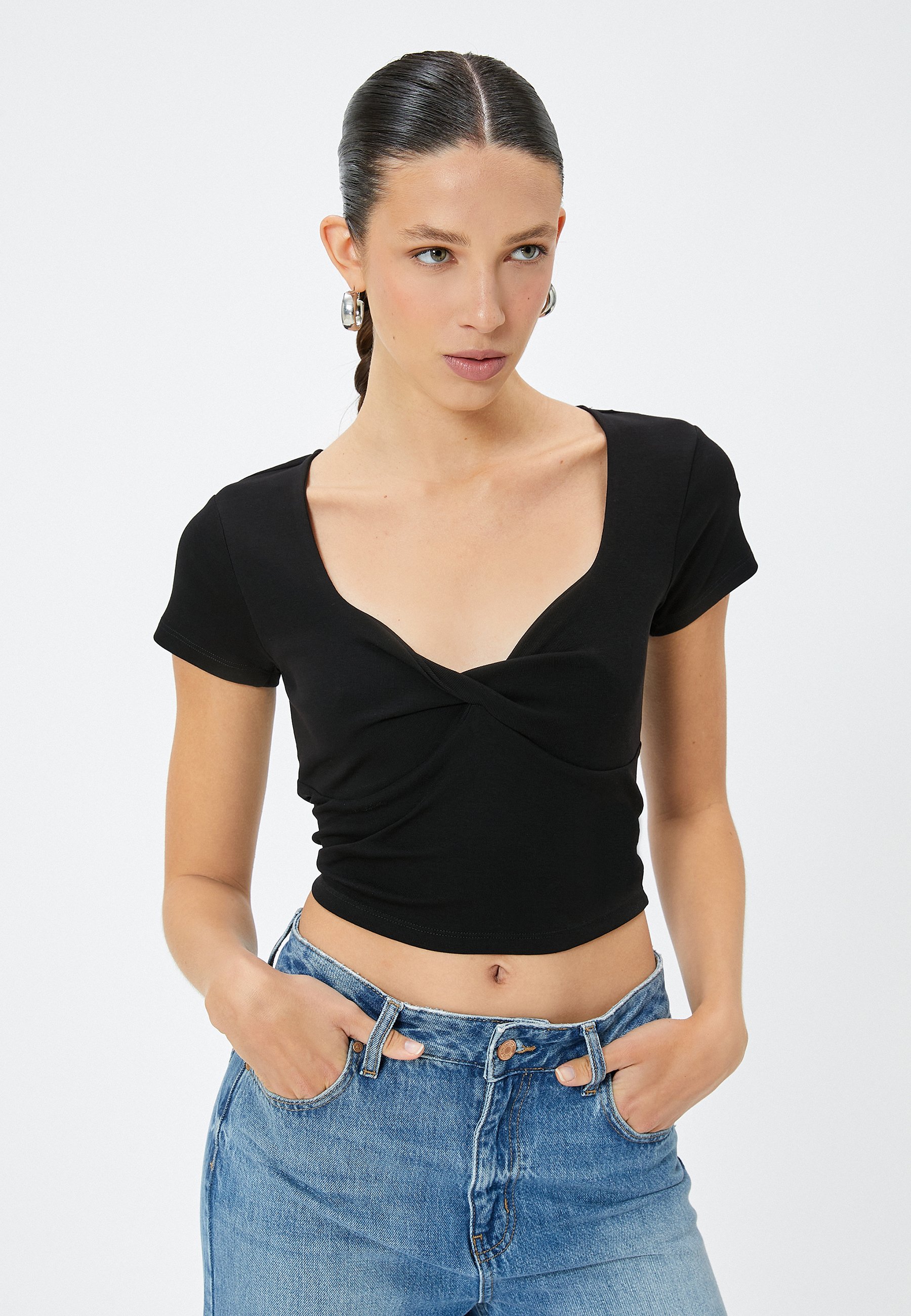 Koton Maglietta Sportiva Donna Asymmetric Crop Top - Mink - 90% Poliestere, 10% Elastan - Taglia S