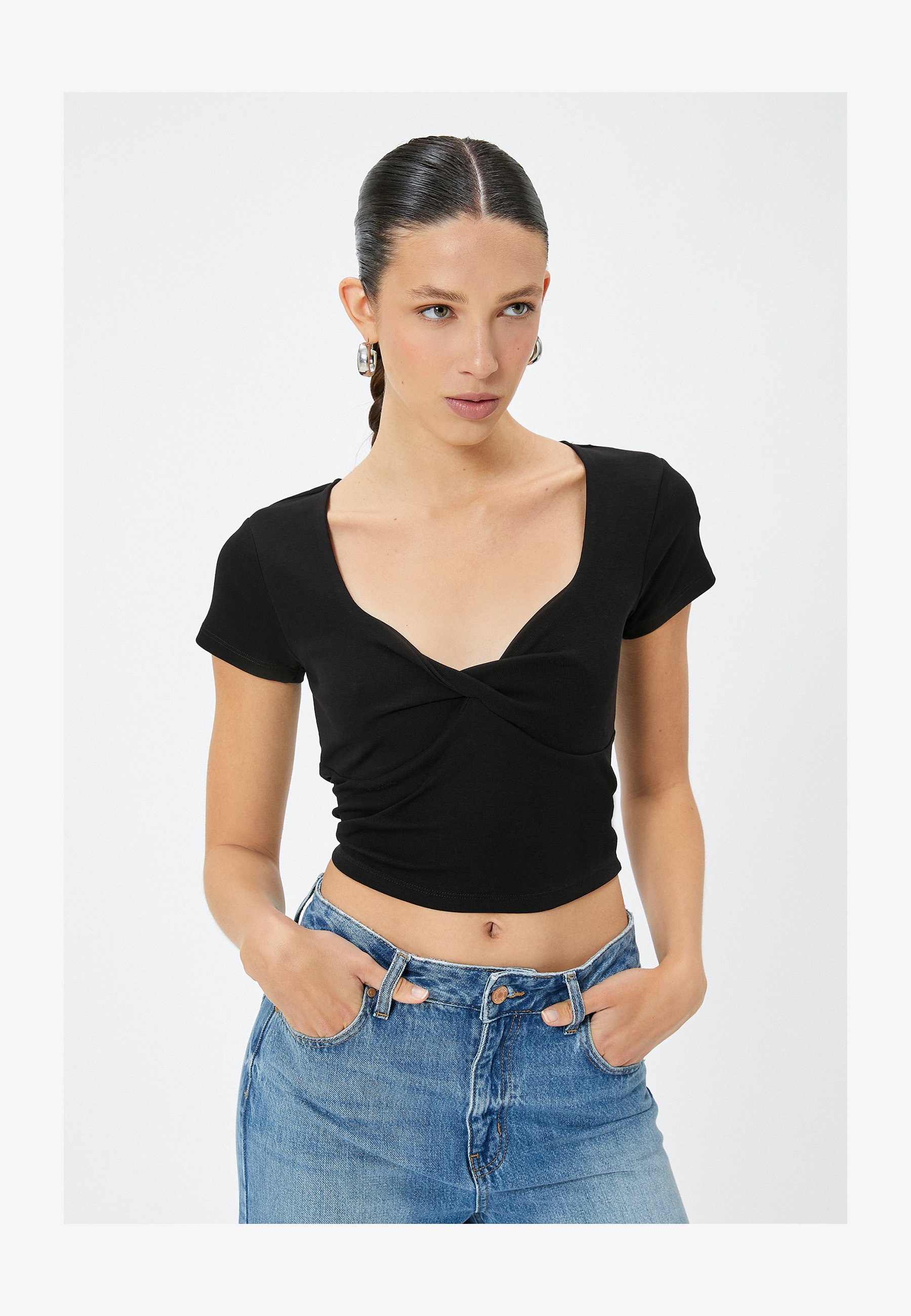 Koton Maglietta Sportiva Donna Asymmetric Crop Top - Mink - 90% Poliestere, 10% Elastan - Taglia S