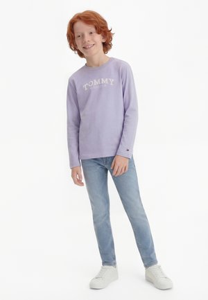 Tommy Hilfiger TEXTURED LOGO LONG SLEEVE T-SHIRT - Μπλούζα με μακριά μανίκια - periwinkle dusk