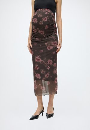 OLMLOURA MESH CALF SKIRT JRS - Jupe crayon - hot fudge aop:roses