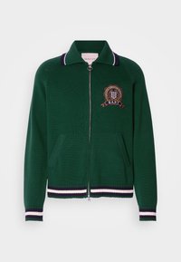 GRAPHIC ZIPPED CARDIGAN - Cardigan - forest green
