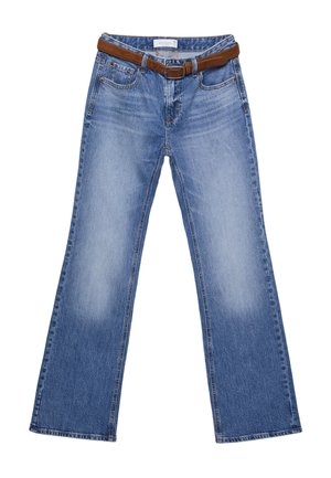 Stradivarius, D68 BOOT-CUT FIT JEANS WITH BELT 04868888 - Jean bootcut - mottled dark blue