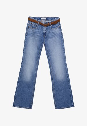 Stradivarius, D68 BOOT-CUT FIT JEANS WITH BELT 04868888 - Jean bootcut - mottled dark blue
