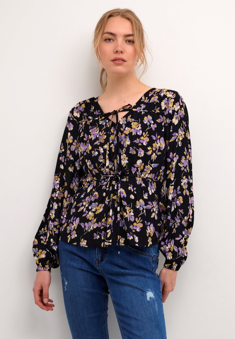 Black Colour Zennia blouse black flower